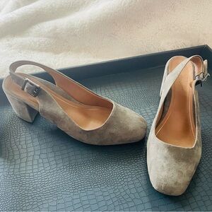 Grey Suede Vionic Slingbacks